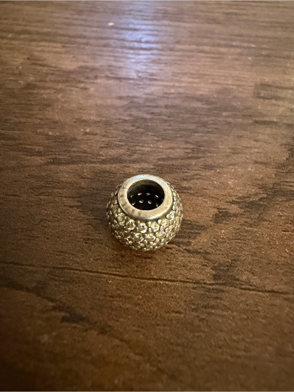 Pandora Pave Crystal Rondelle Bead - Gold Tone